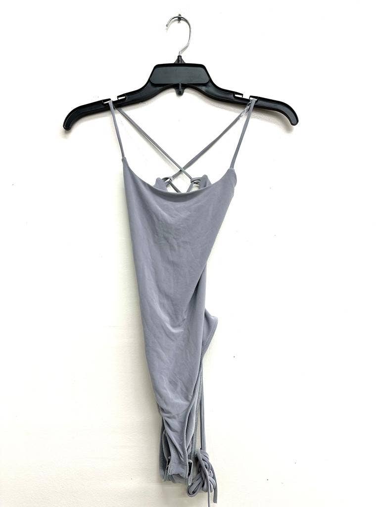 J6246 Cross Back Snap Button Spaghetti Sexy Bodysuit