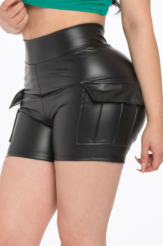 DRS-CG123 LEATHER CARGO SHORTS