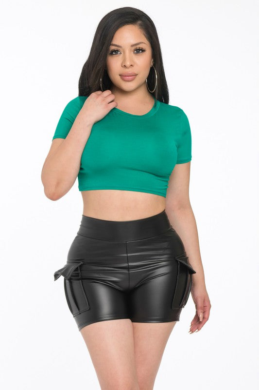 DRS-CG123 LEATHER CARGO SHORTS