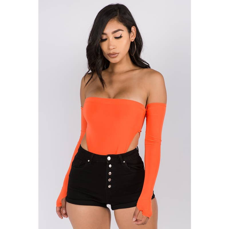 J4859 Thumbhole High Cut Lined Bodysuit