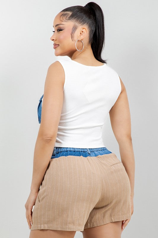 8840 STRIPPED DRESS SHORTS