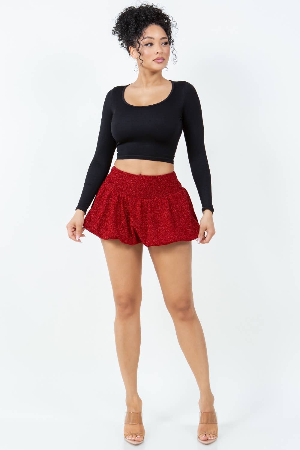S1010 GLITTER BUBBLE SKIRT WITH SHORTS LINING
