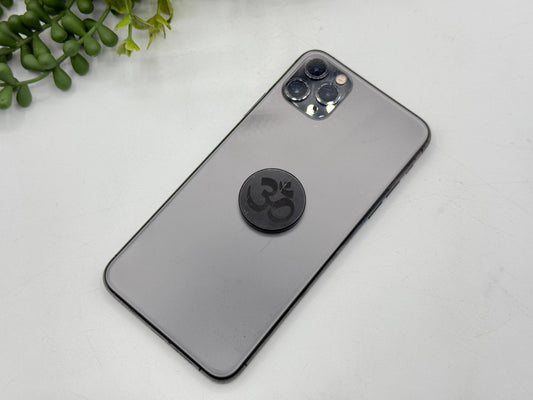 Shungite EMF Cell Phone Tile Engraved with OM - 25mm