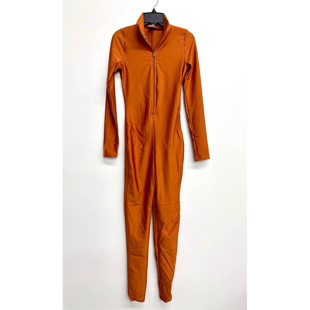J5207 Shiny Front Zipper Stretch Catsuit