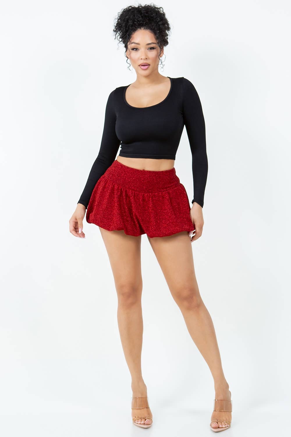 S1010 GLITTER BUBBLE SKIRT WITH SHORTS LINING