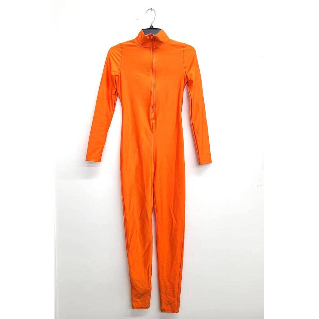 J5207 Shiny Front Zipper Stretch Catsuit