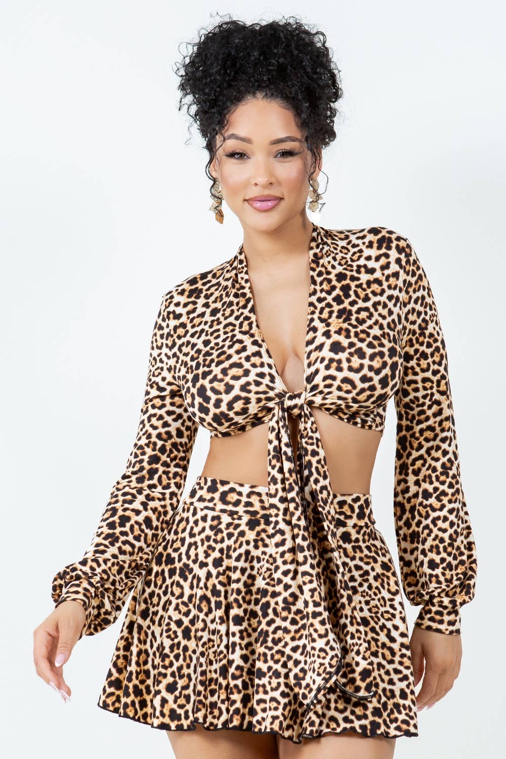 T6613-S1013 ANIMAL BRUSHED DTY TOP AND SKIRT WITH SHORTS