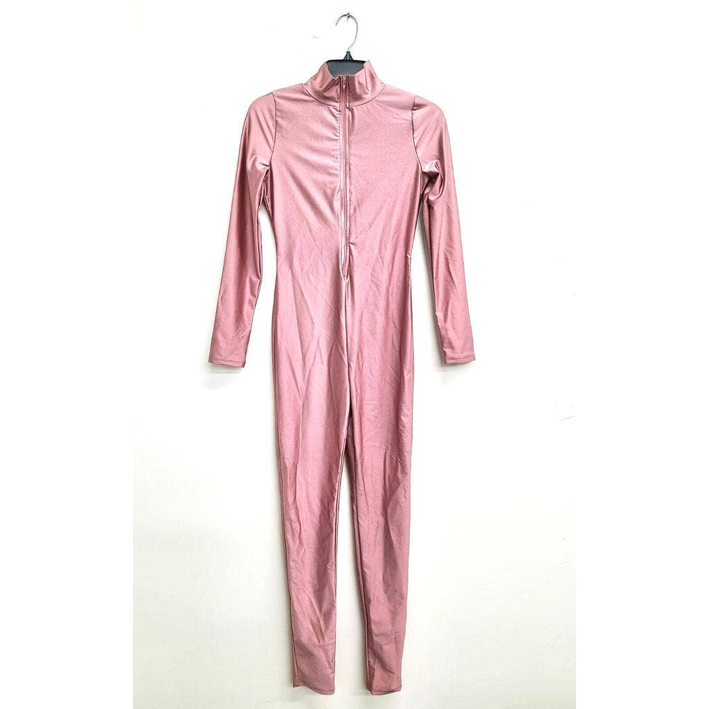 J5207 Shiny Front Zipper Stretch Catsuit
