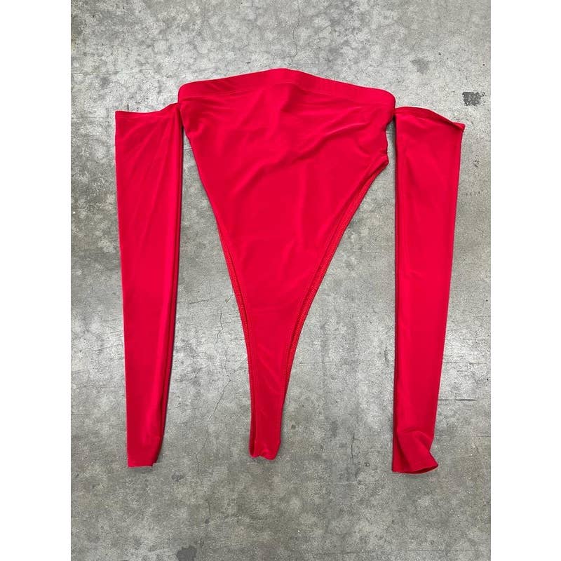 J4859 Thumbhole High Cut Lined Bodysuit