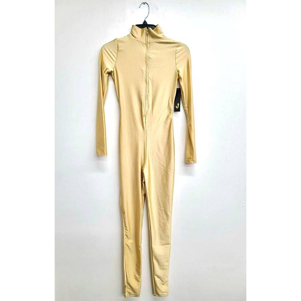J5207 Shiny Front Zipper Stretch Catsuit