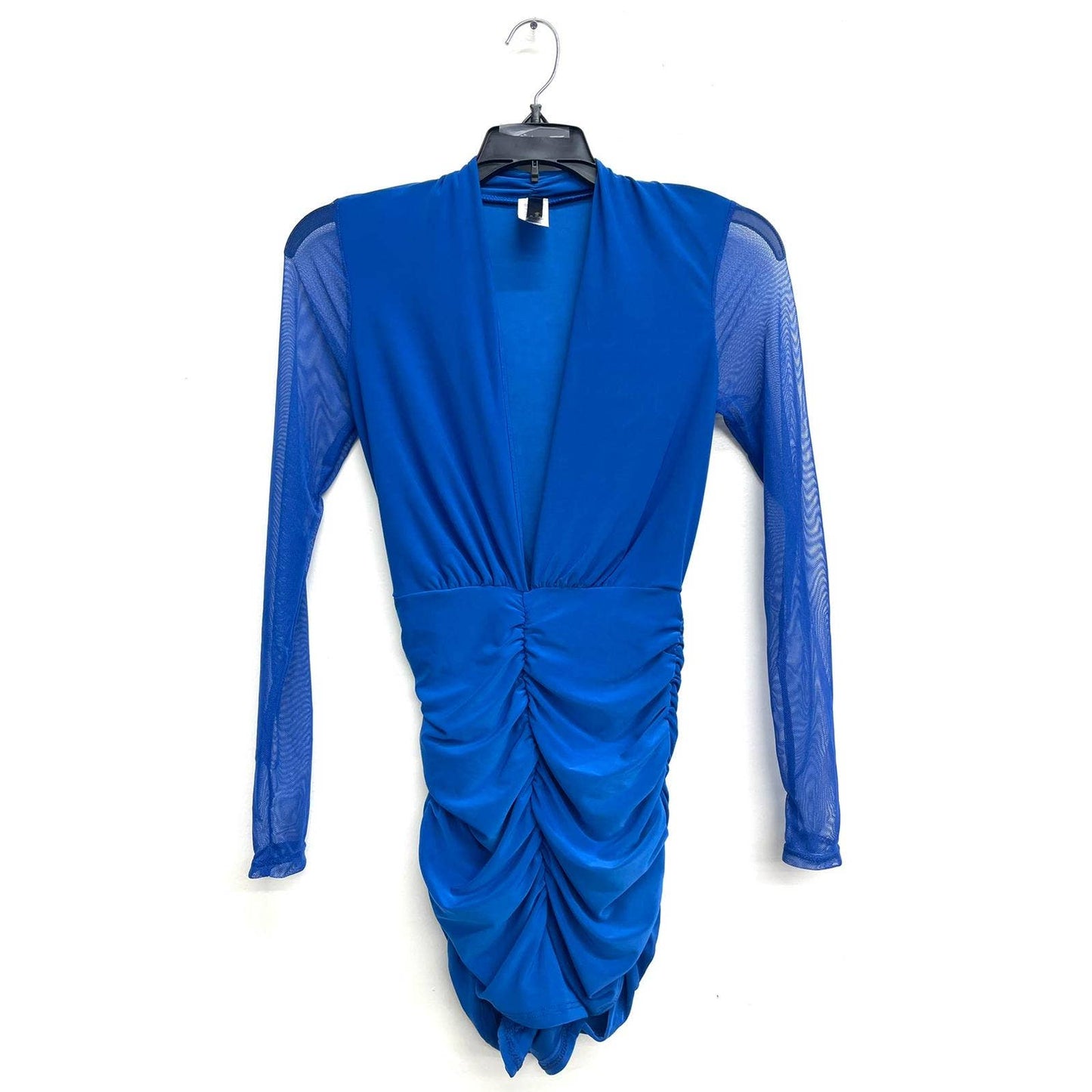J4947 Ruched Mesh Contrast Ruched Romper