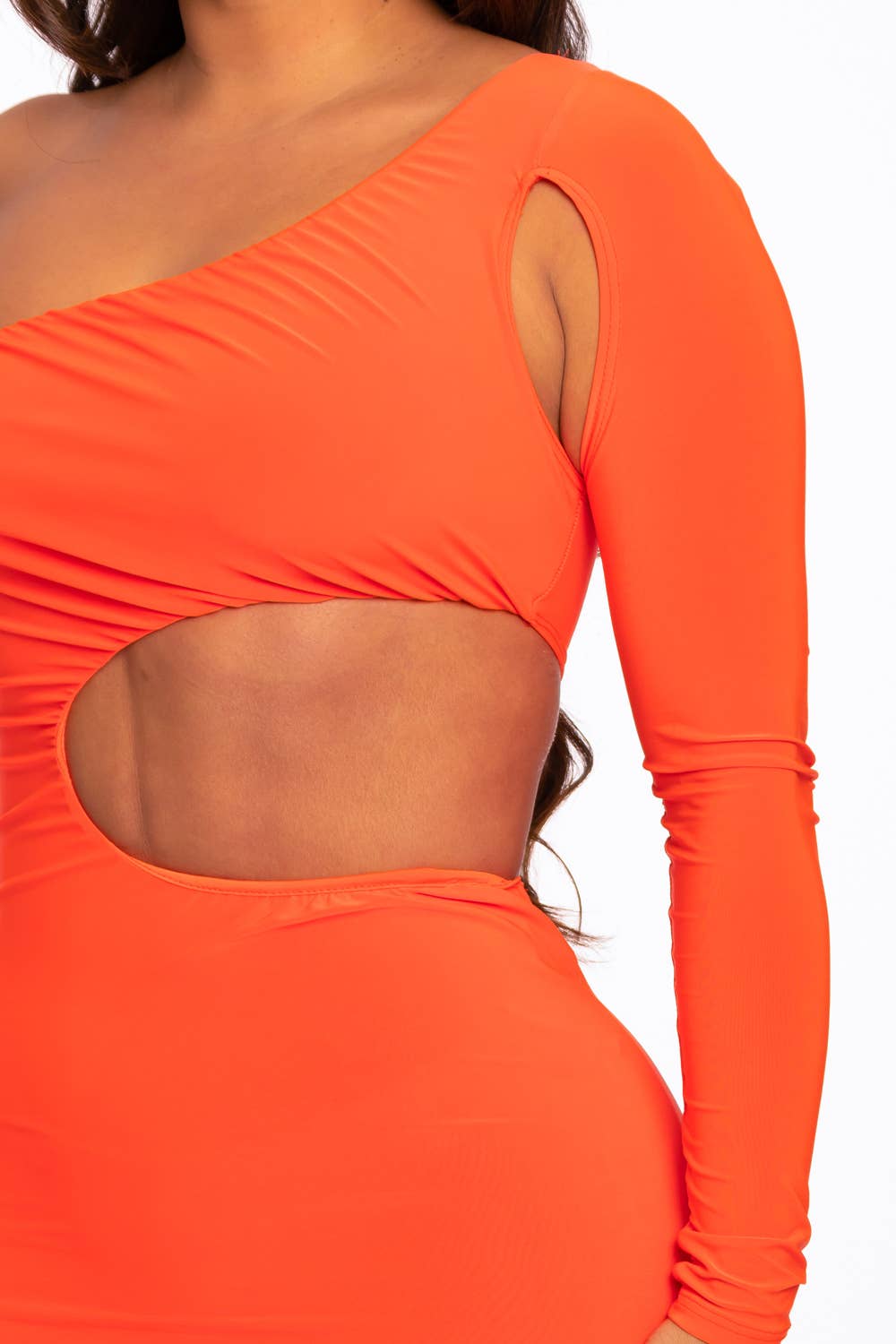 D13370 One Shoulder Cut Out Mini Dress