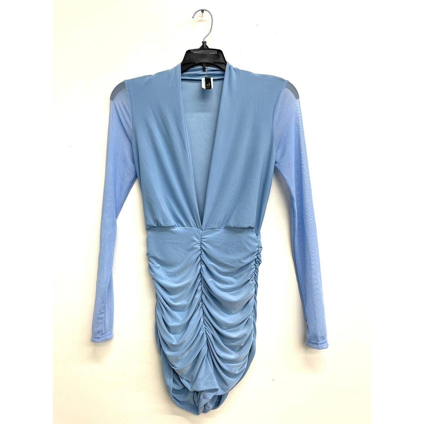 J4947 Ruched Mesh Contrast Ruched Romper