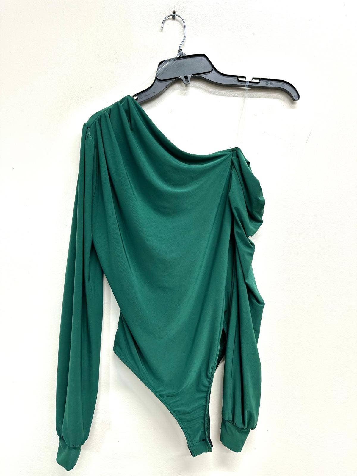 J7171 One Shoulder Puff Sleeve Bodysuit