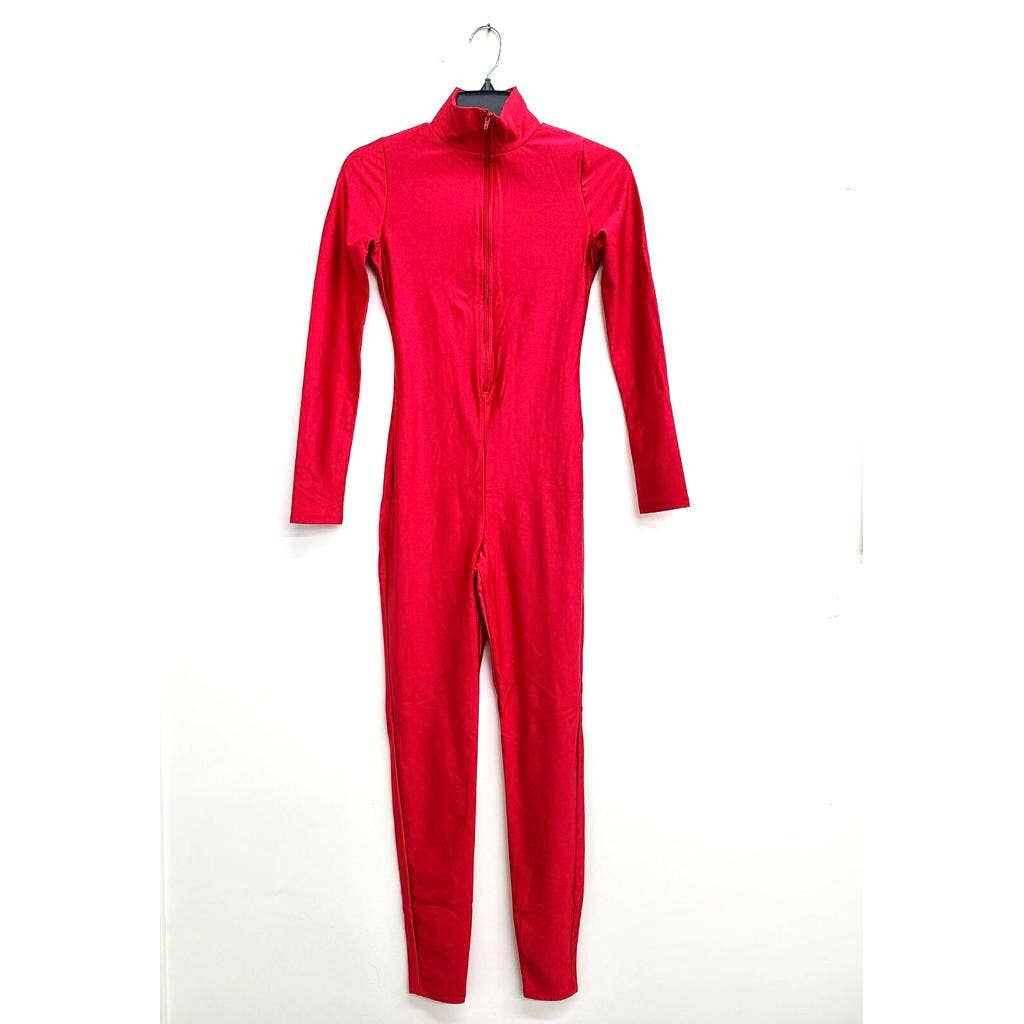 J5207 Shiny Front Zipper Stretch Catsuit
