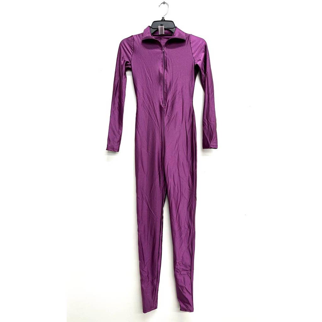 J5207 Shiny Front Zipper Stretch Catsuit