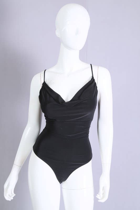 J4777 Cowl Neck Lined Bodysuit