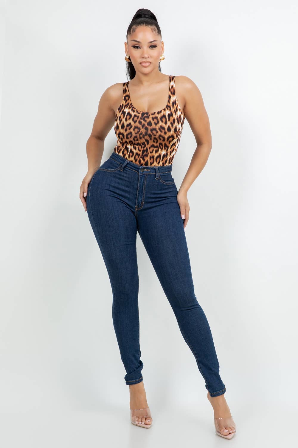 J8108 Leopard Lined Bodysuit