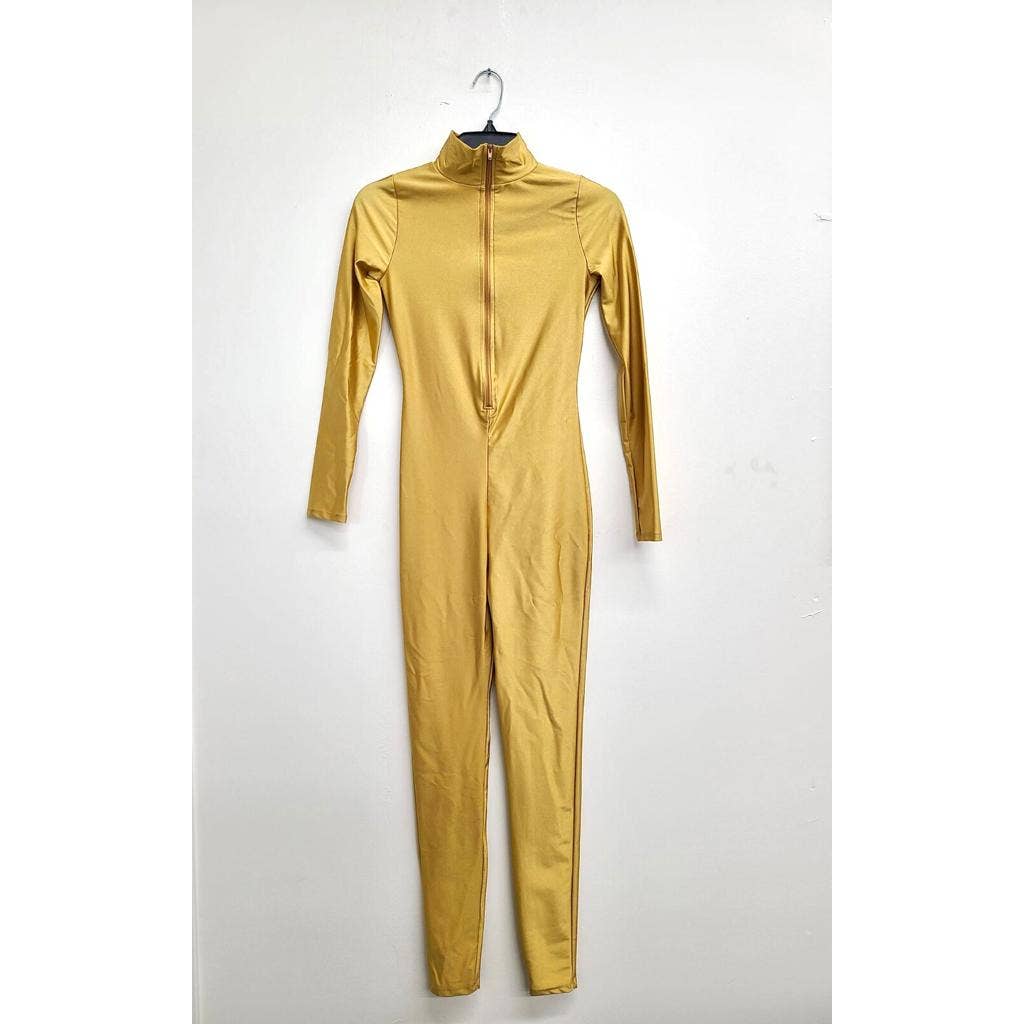 J5207 Shiny Front Zipper Stretch Catsuit