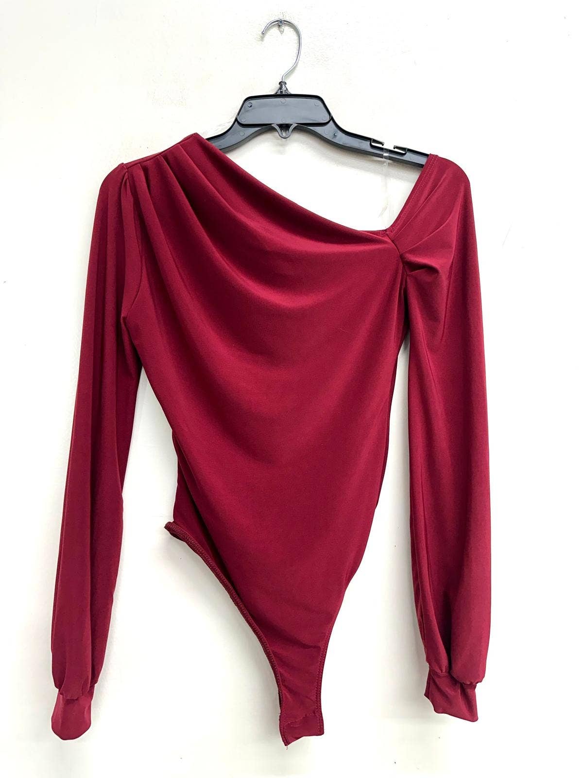 J7171 One Shoulder Puff Sleeve Bodysuit