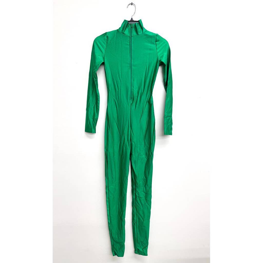 J5207 Shiny Front Zipper Stretch Catsuit