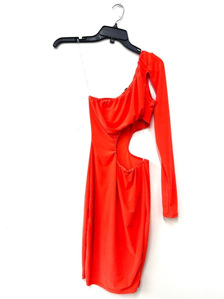 D13370 One Shoulder Cut Out Mini Dress