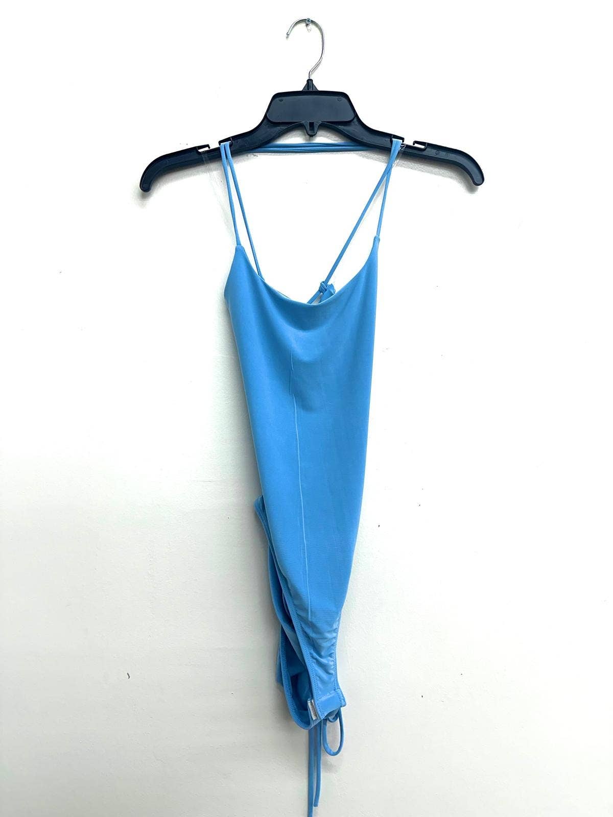 J6246 Cross Back Snap Button Spaghetti Sexy Bodysuit