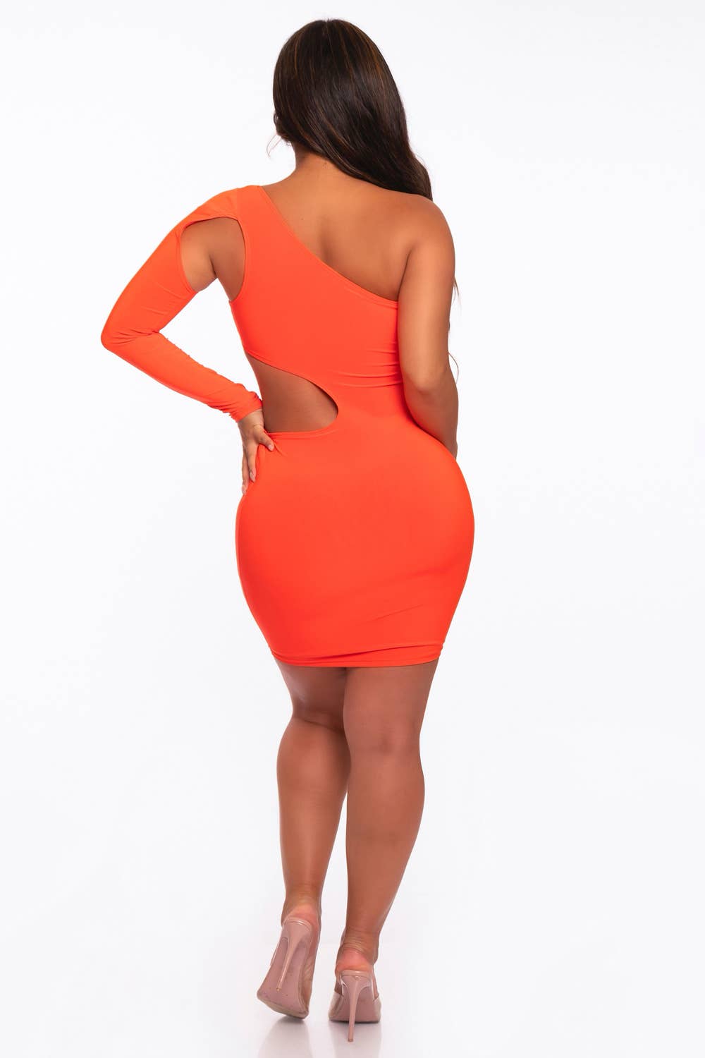 D13370 One Shoulder Cut Out Mini Dress