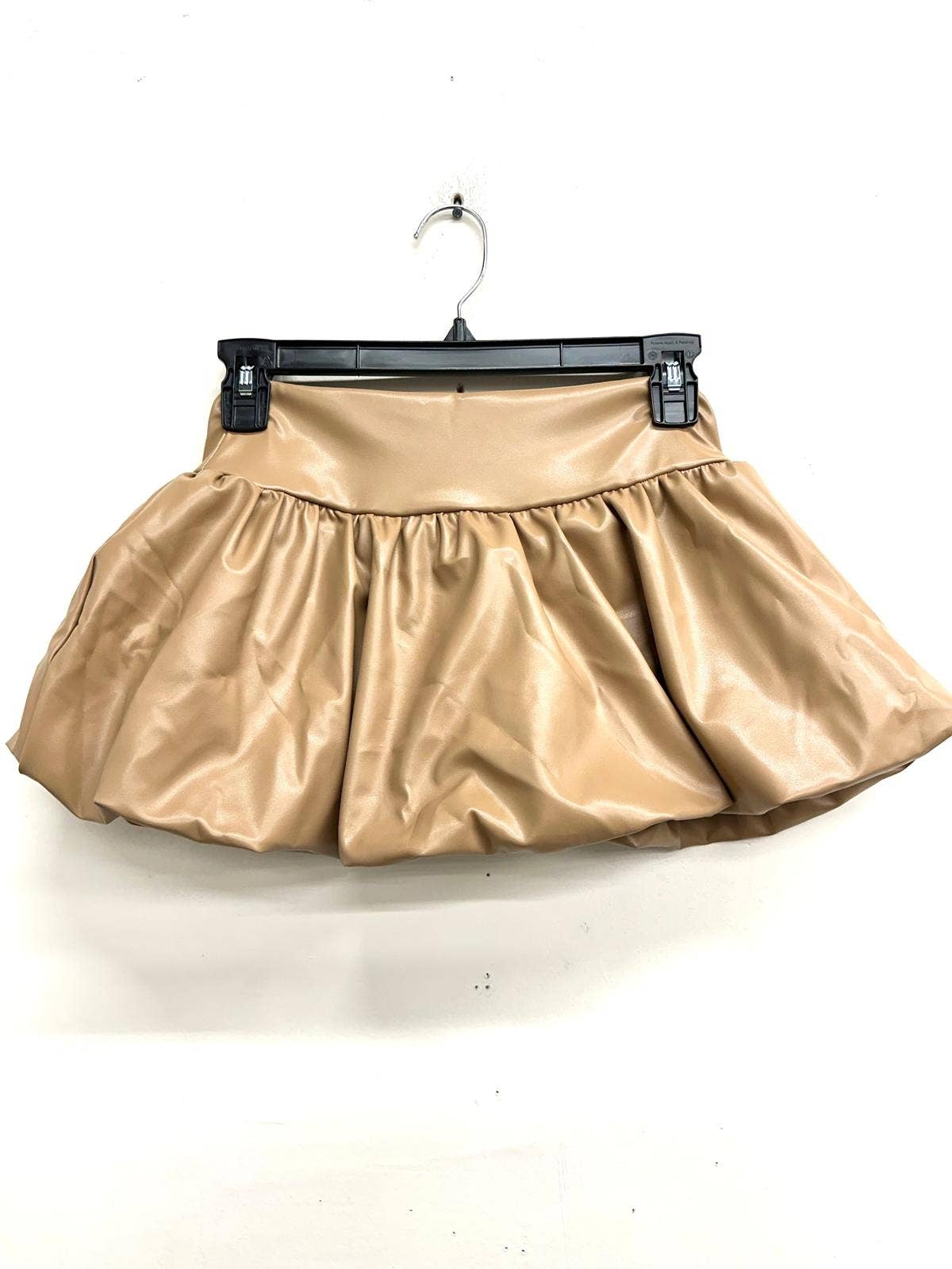 S1009 FAUX LEATHER BUBBLE SKIRT WITH INSIDE SHORTS