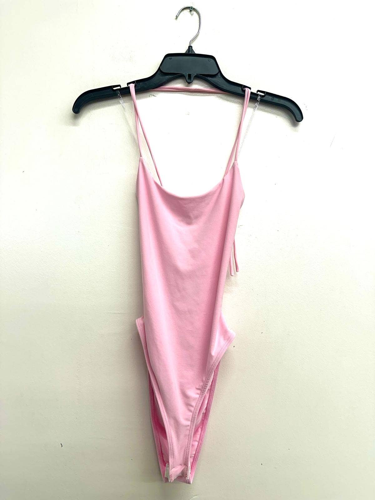 J6246 Cross Back Snap Button Spaghetti Sexy Bodysuit