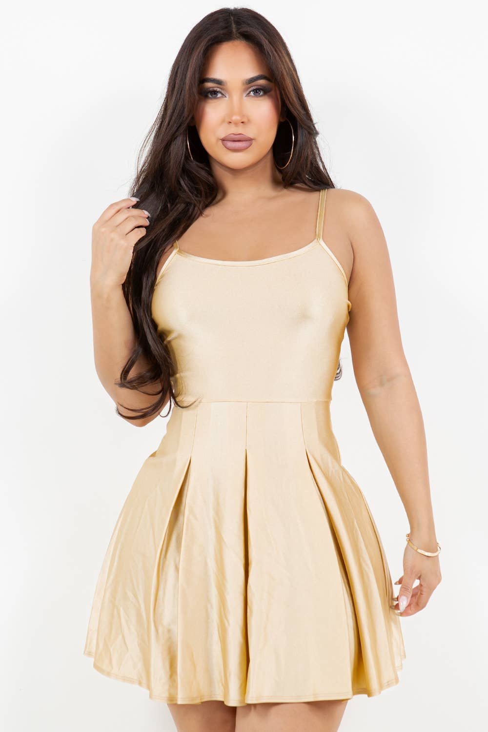 D13761 Pleat Spa. Mini Dress
