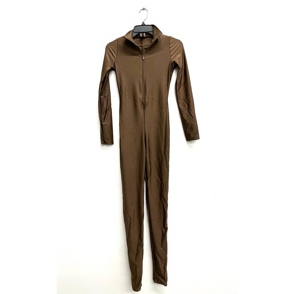 J5207 Shiny Front Zipper Stretch Catsuit
