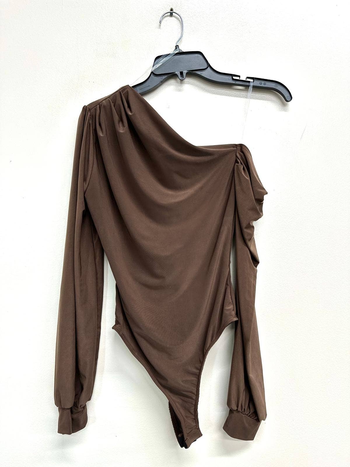 J7171 One Shoulder Puff Sleeve Bodysuit