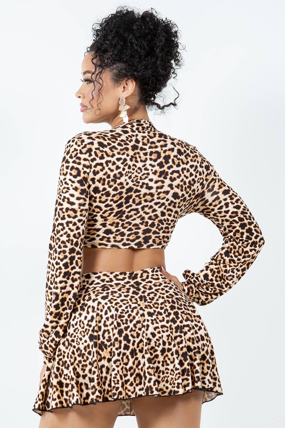 T6613-S1013 ANIMAL BRUSHED DTY TOP AND SKIRT WITH SHORTS