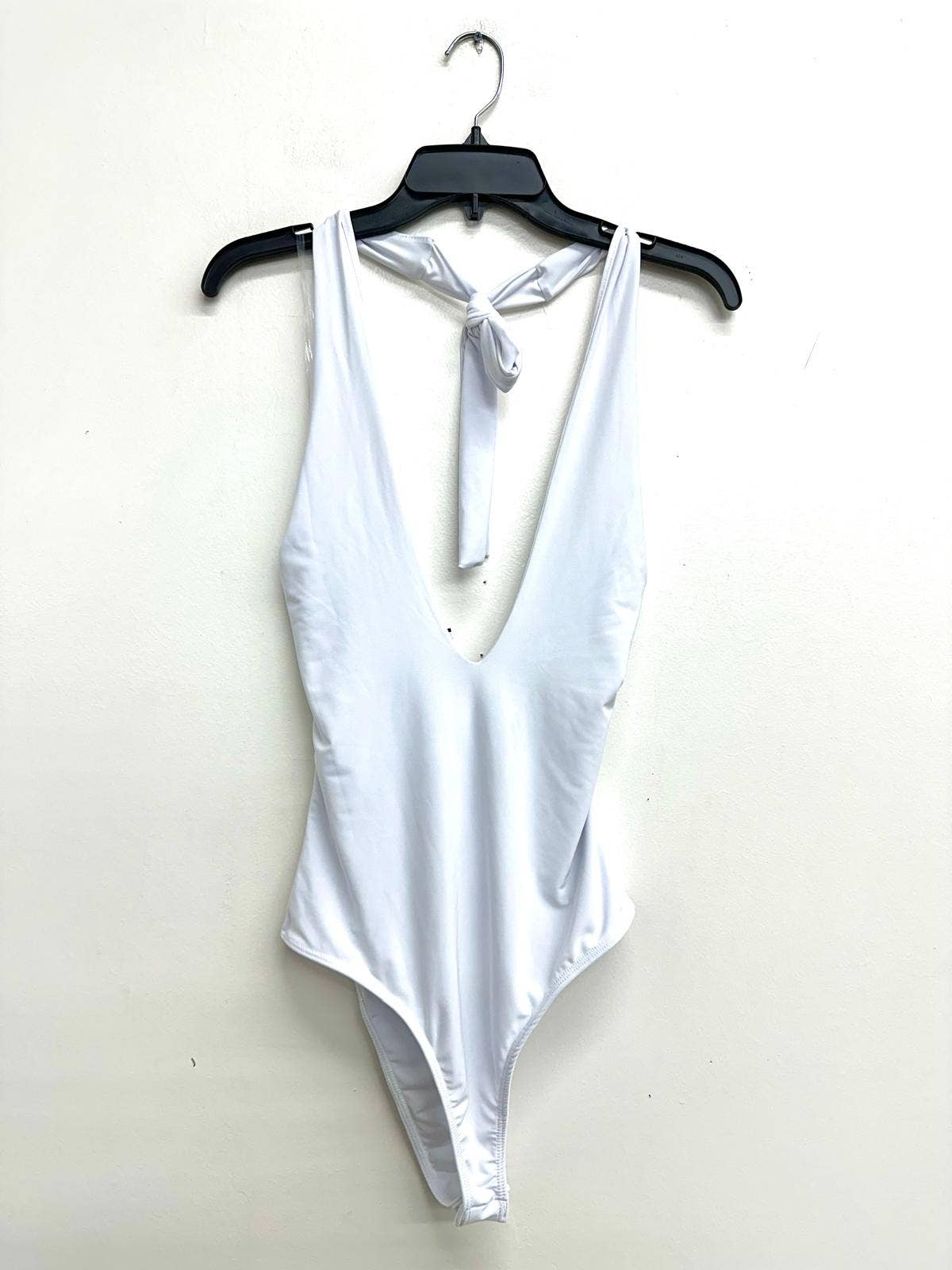 J6271 Halter Cross Lined Snap Button Bodysuit